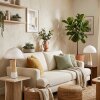 Paddenstoel look  Forgek Tafellamp houtlook, Zandkleurig, 1-licht