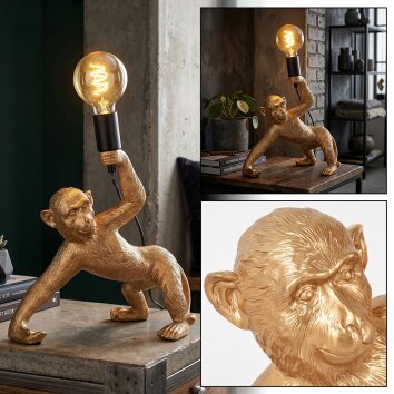 Kemor Tafellamp Goud, Zwart, 1-licht