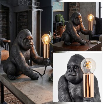 Zarik Tafellamp Koperkleurig, Zwart, 1-licht