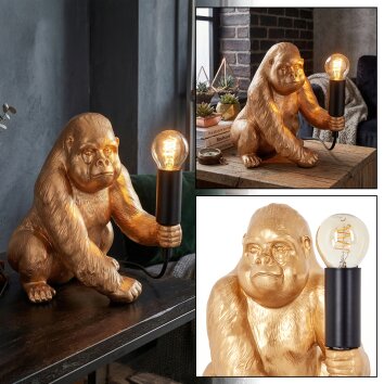 Zarik Tafellamp Goud, Zwart, 1-licht