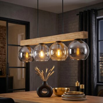 Koyoto Hanglamp, Kogellampje, Hanglamp Natuurlijke kleuren, Zwart, 4-lichts