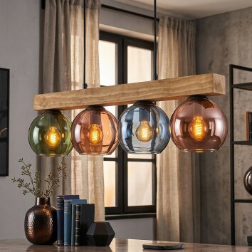 Koyoto Hanglamp, Kogellampje, Hanglamp Natuurlijke kleuren, Zwart, 4-lichts