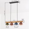 Koyoto Hanglamp, Kogellampje, Hanglamp Natuurlijke kleuren, Zwart, 4-lichts