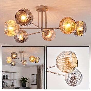 Ripoll Plafondlamp, Kogellampje Zandkleurig, 6-lichts