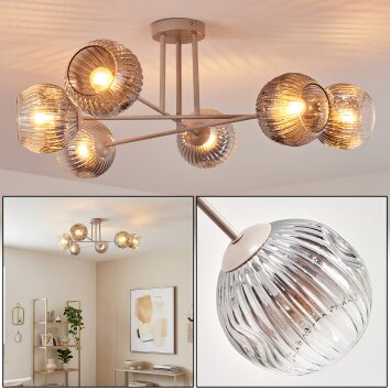 Ripoll Plafondlamp, Kogellampje Zandkleurig, 6-lichts