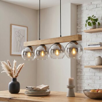 Koyoto Hanglamp, Kogellampje, Hanglamp Natuurlijke kleuren, Zwart, 4-lichts