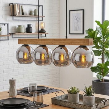 Koyoto Hanglamp, Kogellampje, Hanglamp Natuurlijke kleuren, Zwart, 4-lichts