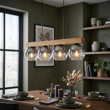 Koyoto Hanglamp, Kogellampje, Hanglamp Natuurlijke kleuren, Zwart, 4-lichts