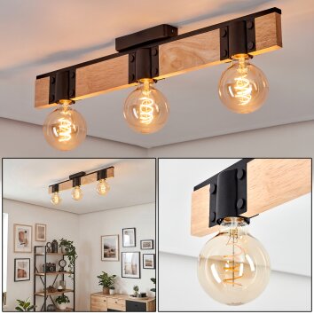 Lemou Plafondlamp Natuurlijke kleuren, Zwart, 3-lichts