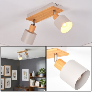 Olaris Plafondlamp, Plafondspot Chroom, Grijs, Natuurlijke kleuren, 2-lichts