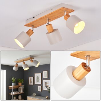 Olaris Plafondlamp, Plafondspot Chroom, Grijs, Natuurlijke kleuren, 3-lichts