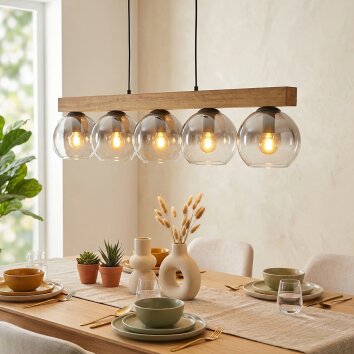 Koyoto Hanglamp, Kogellampje, Hanglamp Natuurlijke kleuren, Zwart, 5-lichts