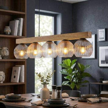 Koyoto Hanglamp, Kogellampje, Hanglamp Natuurlijke kleuren, Zwart, 5-lichts