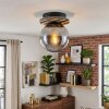Rafon Plafondlamp, Kogellampje houtlook, Zwart, 1-licht