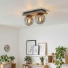 Rafon Plafondlamp, Kogellampje houtlook, Zwart, 2-lichts