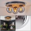 Rafon Plafondlamp, Kogellampje houtlook, Zwart, 3-lichts