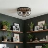Rafon Plafondlamp, Kogellampje houtlook, Zwart, 3-lichts