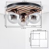 Rafon Plafondlamp, Kogellampje houtlook, Zwart, 3-lichts
