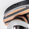 Rafon Plafondlamp, Kogellampje houtlook, Zwart, 3-lichts