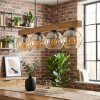 Koyoto Hanglamp, Kogellampje, Hanglamp Natuurlijke kleuren, Zwart, 4-lichts