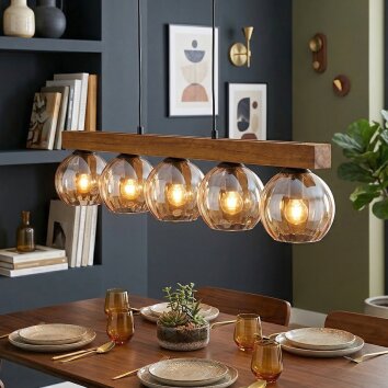 Koyoto Hanglamp, Kogellampje, Hanglamp Natuurlijke kleuren, Zwart, 5-lichts