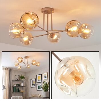 Ripoll Plafondlamp, Kogellampje Zandkleurig, 6-lichts