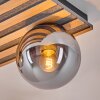 Rafon Plafondlamp, Kogellampje houtlook, Zwart, 4-lichts
