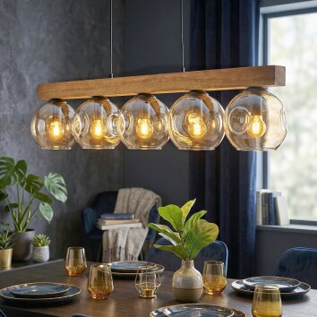 Ripoll Hanglamp, Kogellampje, Hanglamp Natuurlijke kleuren, Zwart, 5-lichts