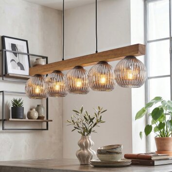 Ripoll Hanglamp, Kogellampje, Hanglamp Natuurlijke kleuren, Zwart, 5-lichts
