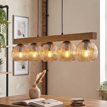 Ripoll Hanglamp, Kogellampje, Hanglamp Natuurlijke kleuren, Zwart, 5-lichts