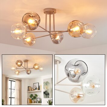 Ripoll Plafondlamp, Kogellampje Zandkleurig, 6-lichts
