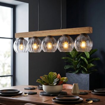 Koyoto Hanglamp, Kogellampje, Hanglamp Natuurlijke kleuren, Zwart, 5-lichts