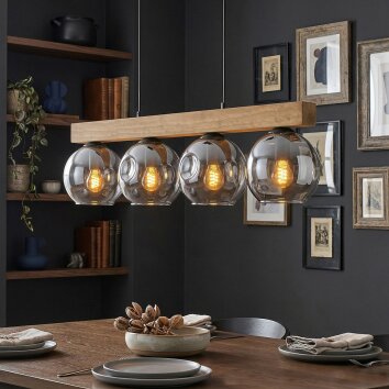 Ripoll Hanglamp, Kogellampje, Hanglamp Natuurlijke kleuren, Zwart, 4-lichts