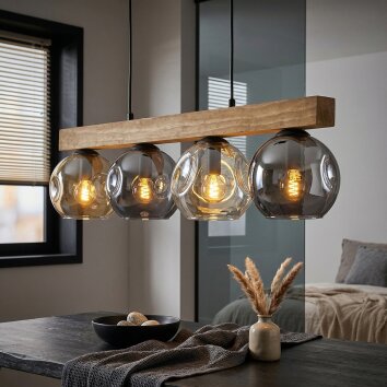 Ripoll Hanglamp, Kogellampje, Hanglamp Natuurlijke kleuren, Zwart, 4-lichts