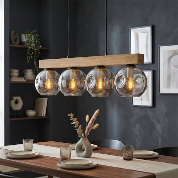 Ripoll Hanglamp, Kogellampje, Hanglamp Natuurlijke kleuren, Zwart, 4-lichts