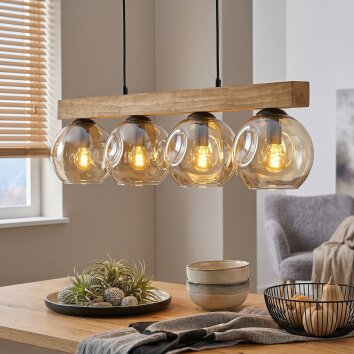 Ripoll Hanglamp, Kogellampje, Hanglamp Natuurlijke kleuren, Zwart, 4-lichts