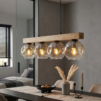 Ripoll Hanglamp, Kogellampje, Hanglamp Natuurlijke kleuren, Zwart, 4-lichts