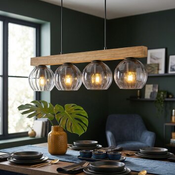 Koyoto Hanglamp, Kogellampje, Hanglamp Natuurlijke kleuren, Zwart, 4-lichts