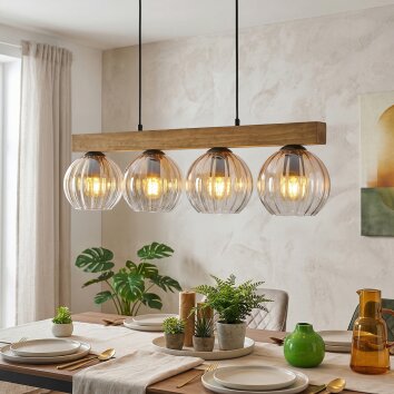 Koyoto Hanglamp, Kogellampje, Hanglamp Natuurlijke kleuren, Zwart, 4-lichts