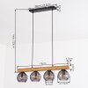 Koyoto Hanglamp, Kogellampje, Hanglamp Natuurlijke kleuren, Zwart, 4-lichts