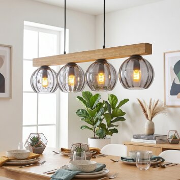 Koyoto Hanglamp, Kogellampje, Hanglamp Natuurlijke kleuren, Zwart, 4-lichts