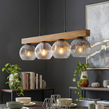 Ripoll Hanglamp, Kogellampje, Hanglamp Natuurlijke kleuren, Zwart, 4-lichts