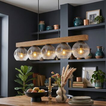 Ripoll Hanglamp, Kogellampje, Hanglamp Natuurlijke kleuren, Zwart, 5-lichts