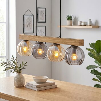Koyoto Hanglamp, Kogellampje, Hanglamp Natuurlijke kleuren, Zwart, 4-lichts