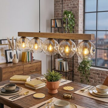 Ripoll Hanglamp, Kogellampje, Hanglamp Natuurlijke kleuren, Zwart, 5-lichts