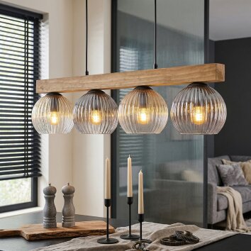 Koyoto Hanglamp, Kogellampje, Hanglamp Natuurlijke kleuren, Zwart, 4-lichts