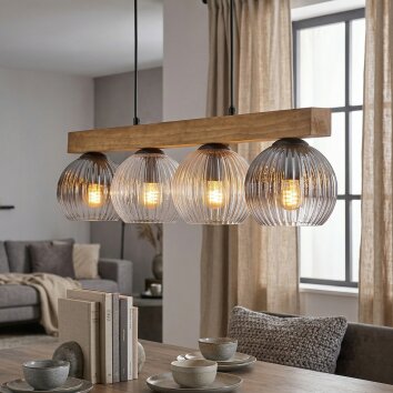 Koyoto Hanglamp, Kogellampje, Hanglamp Natuurlijke kleuren, Zwart, 4-lichts