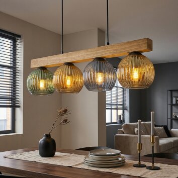 Koyoto Hanglamp, Kogellampje, Hanglamp Natuurlijke kleuren, Zwart, 4-lichts