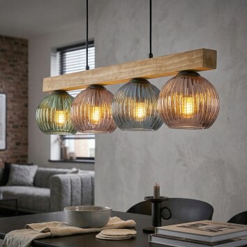 Koyoto Hanglamp, Kogellampje, Hanglamp Natuurlijke kleuren, Zwart, 4-lichts