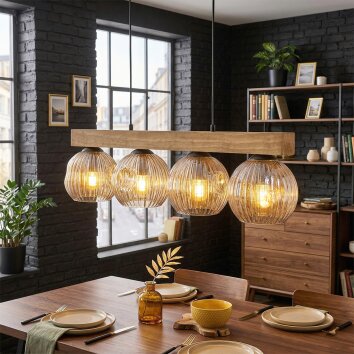 Ripoll Hanglamp, Kogellampje, Hanglamp Natuurlijke kleuren, Zwart, 4-lichts